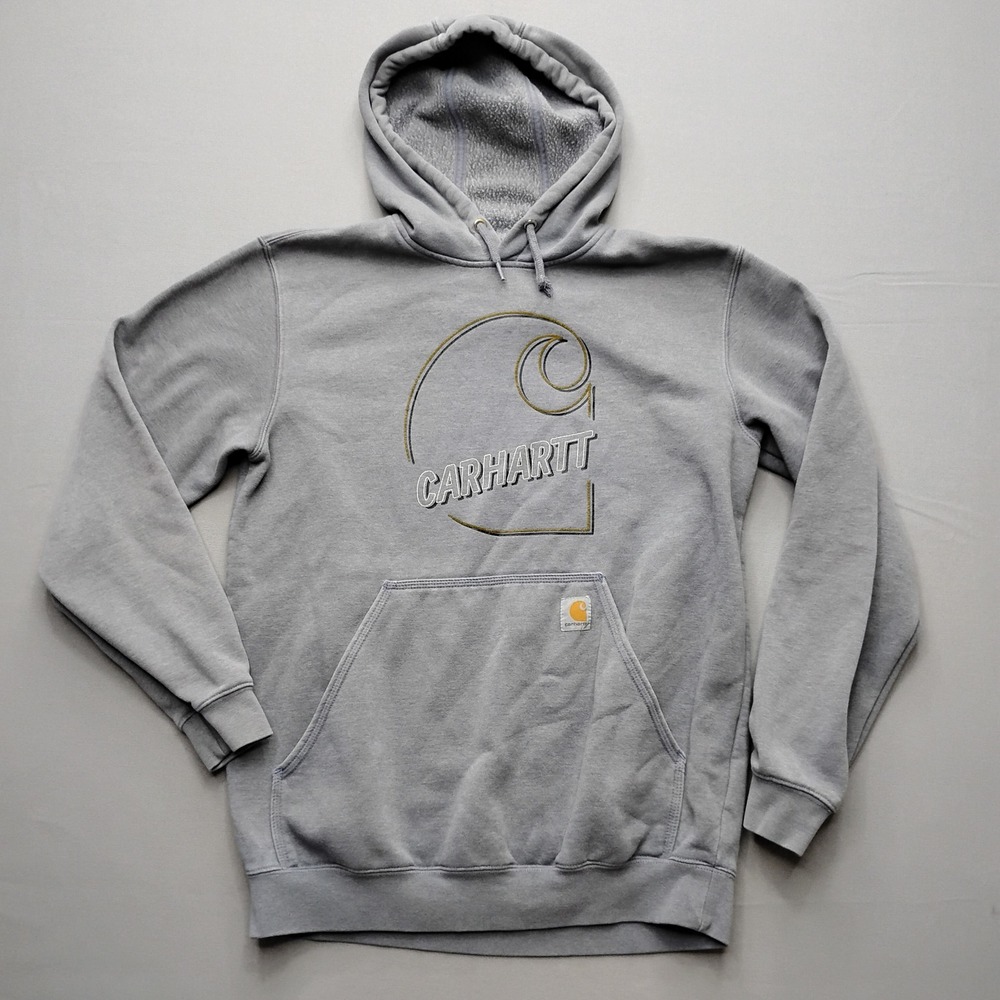Carhartt Mens Loose Fit Graphic Hoodie Gray Medium 105192 E32